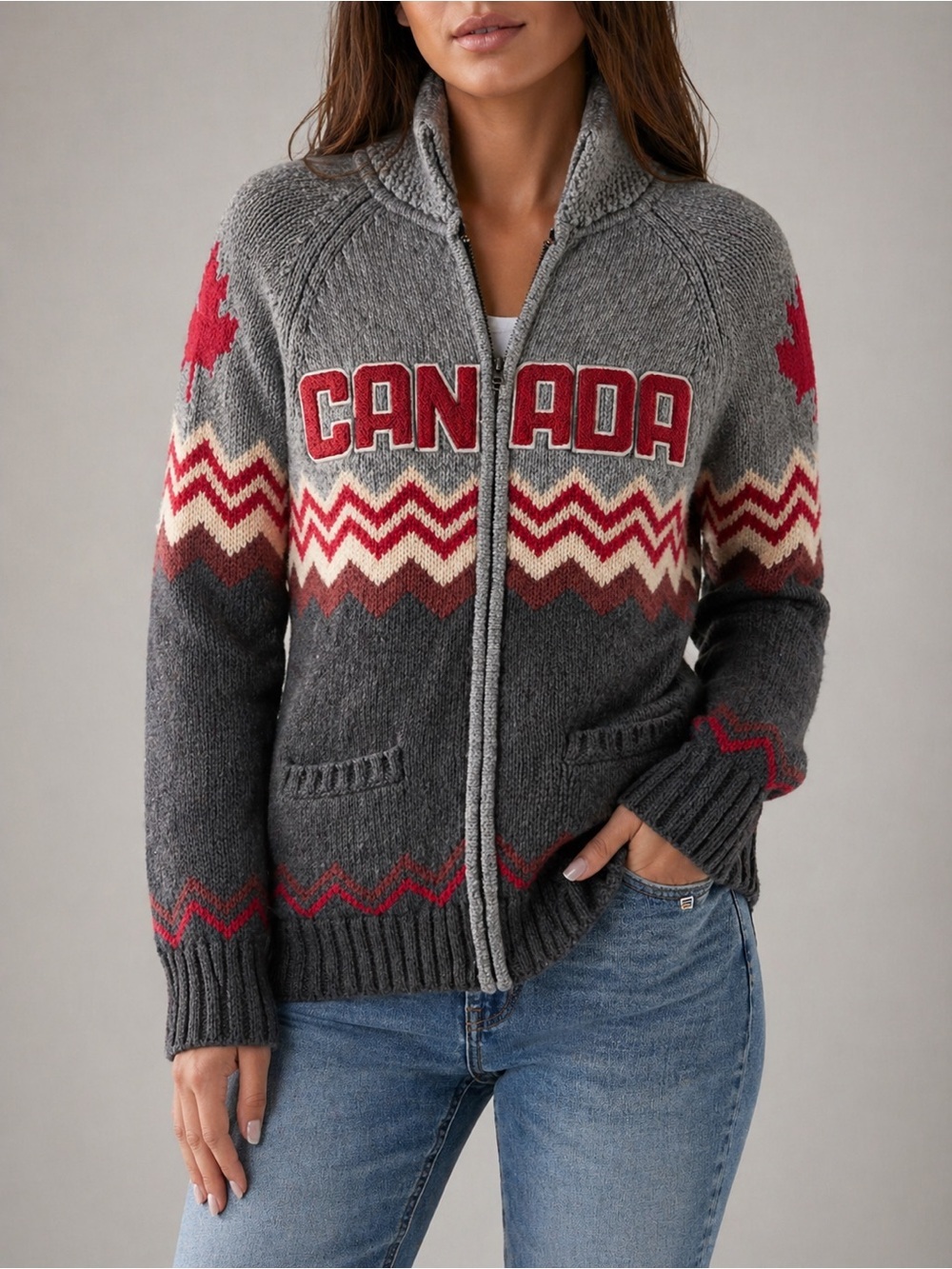Hudson Bay Company Women’s Zip-Front Knit Cardigan | Size S